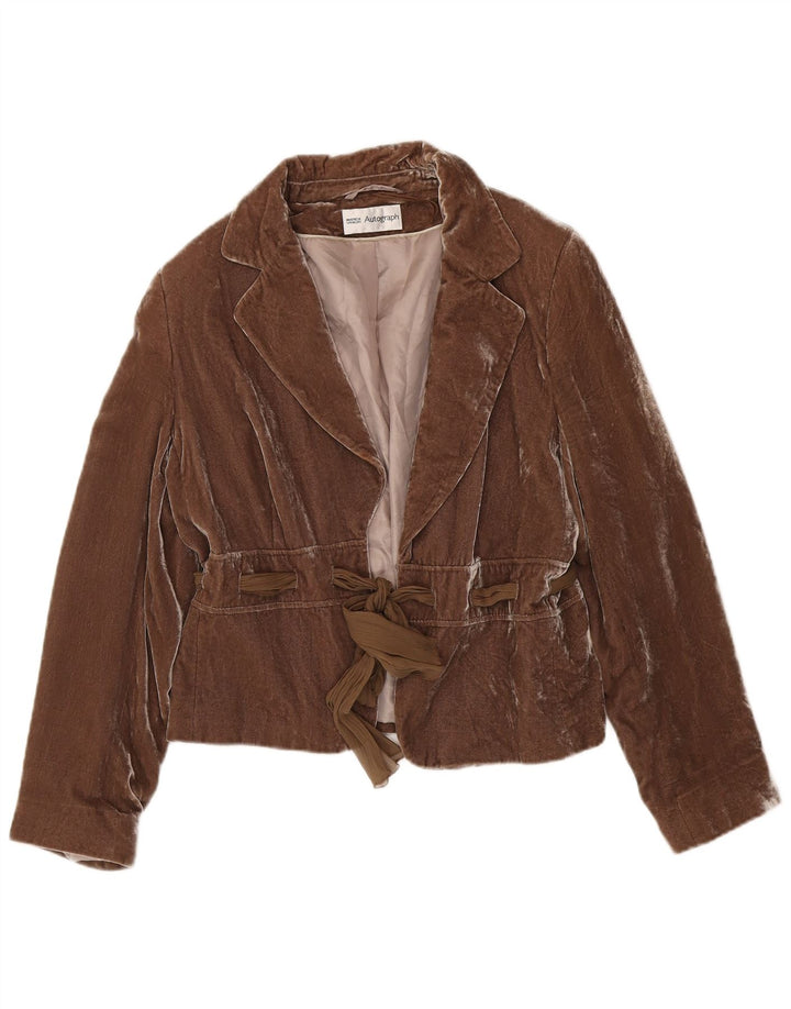 Marks & Spencer Veste blazer en velours autographe pour femme UK 14 Marron moyen