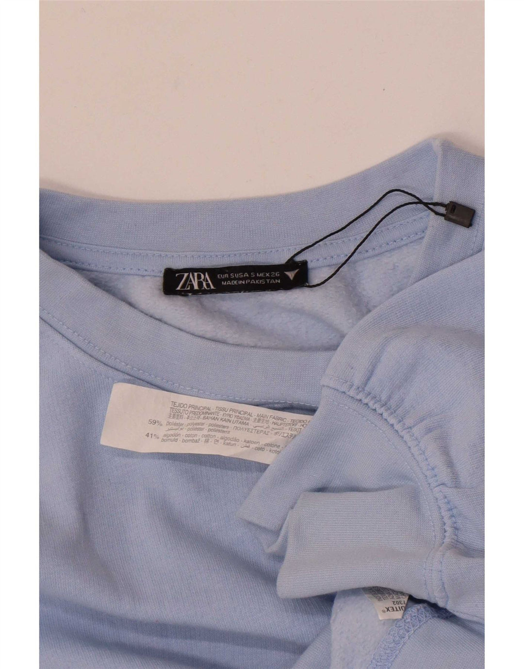 Zara Womens Crop Oversize Sweatshirt Jumper UK 10 Petit Bleu Polyester