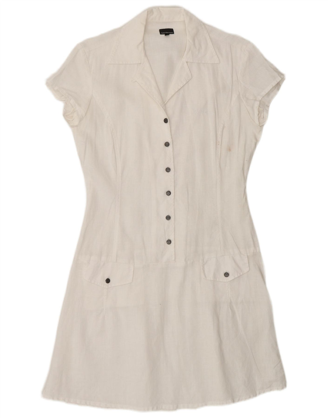 Calvin Klein Jeans Robe trapèze pour femme UK 14 Blanc moyen