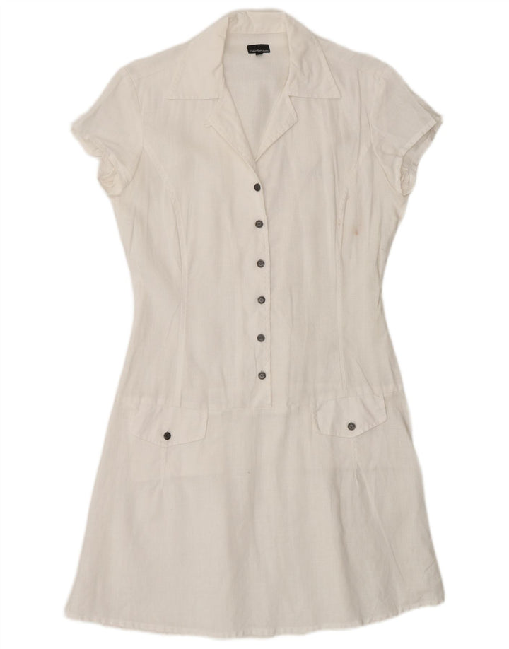 Calvin Klein Jeans Robe trapèze pour femme UK 14 Blanc moyen