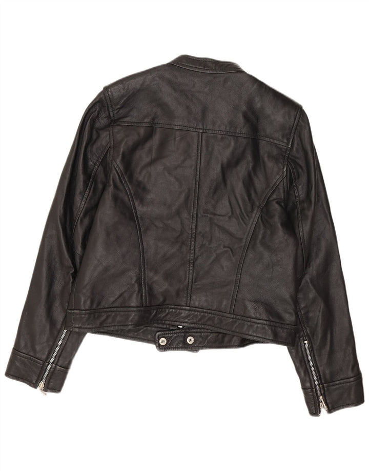 Milan Veste en cuir motard pour femme UK 12 Cuir noir moyen