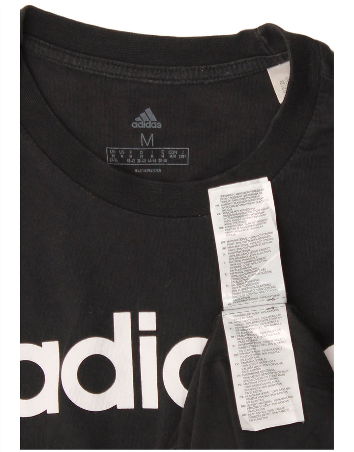 ADIDAS T-shirt graphique pour femme UK 12/14 Coton noir moyen