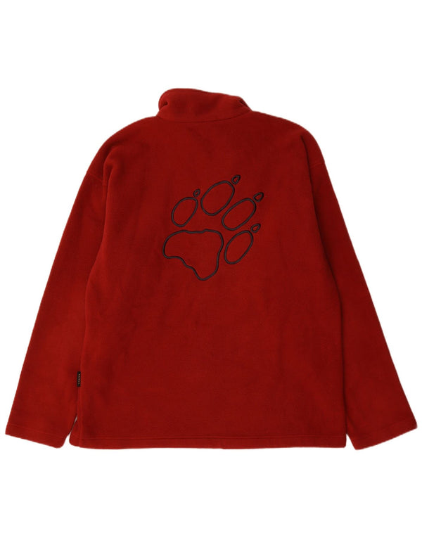 Jack Wolfskin Pull polaire graphique à col zippé pour homme UK 44/46 XL Bordeaux