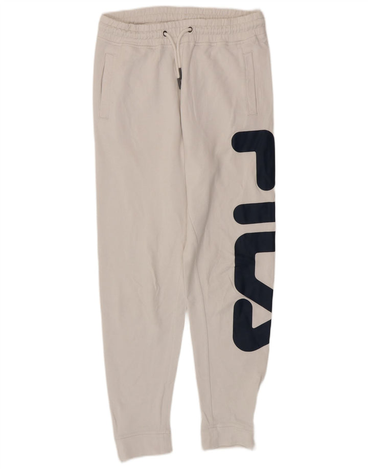 FILA Pantalon de Survêtement Graphique Joggers XS Blanc Coton Homme