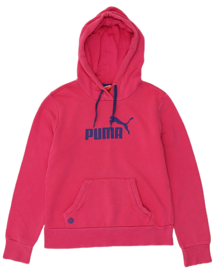 PUMA Pull à capuche graphique pour femme UK 12 Rose moyen Coton