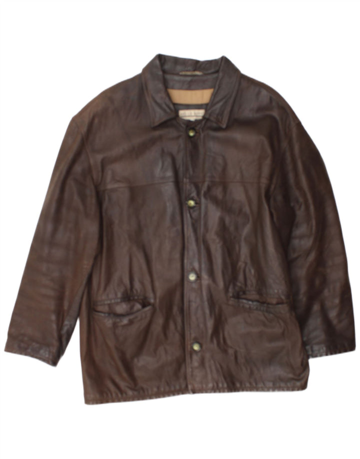 manteau en cuir homme vintage UK 38 Cuir brun moyen