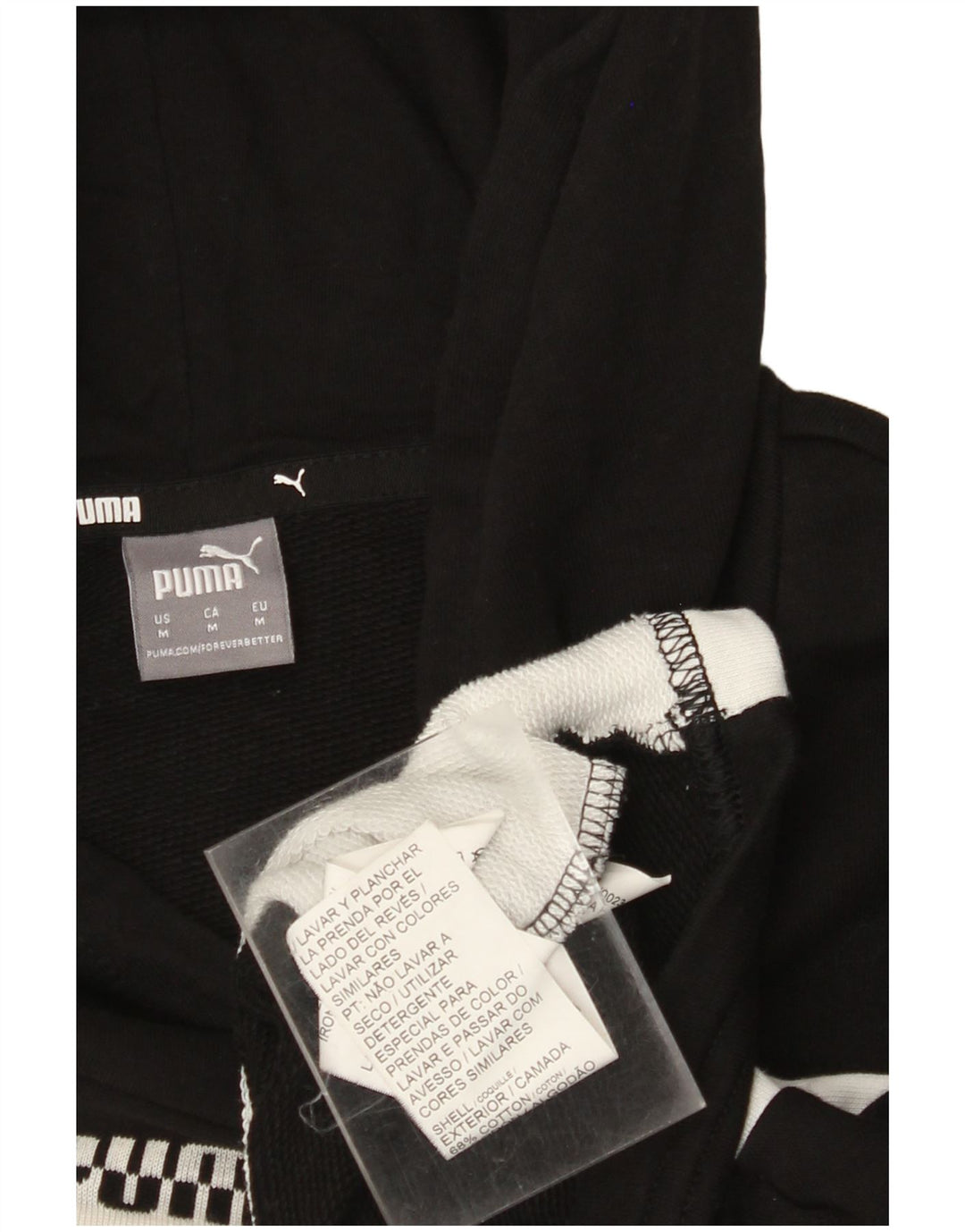 PUMA Pull à capuche court surdimensionné pour femme UK 44 Noir moyen Colourblock