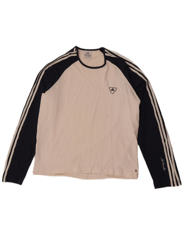 Adidas Haut à manches longues XL en coton color block blanc pour homme