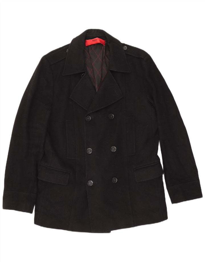 Hugo Boss Caban pour homme UK 44 2XL Laine vierge noire