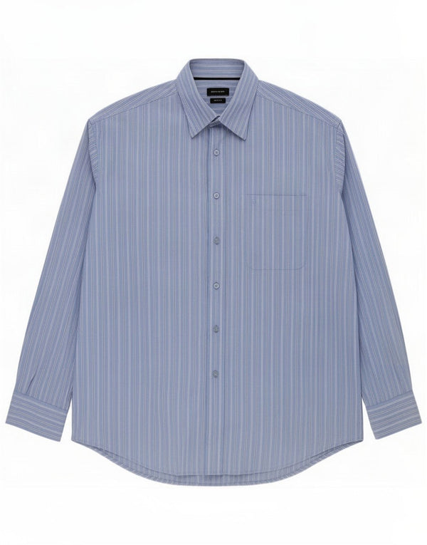 Chemise homme Pierre Cardin taille 41 16 grand coton à fines rayures bleues