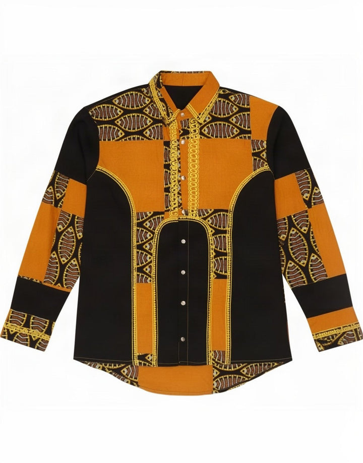 Chemise homme vintage Patchwork jaune moyen