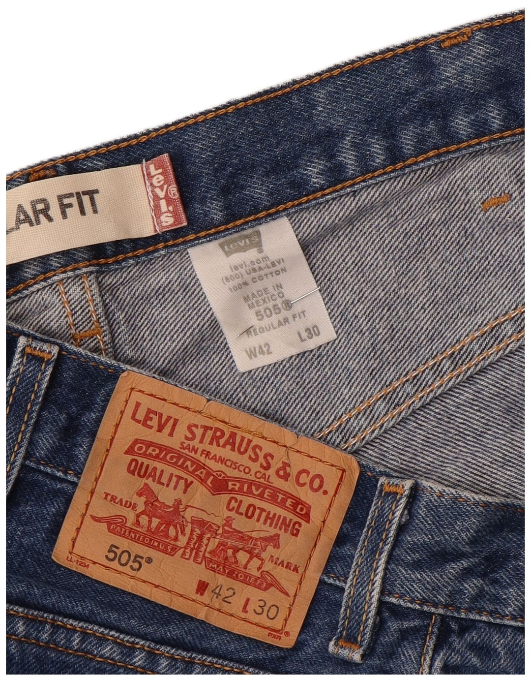 Levi's Jean Droit 505 Regular Fit Homme W42 L30 Bleu Coton