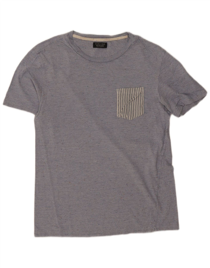 Zara T-Shirt Homme Haut Petit Bleu Moucheté