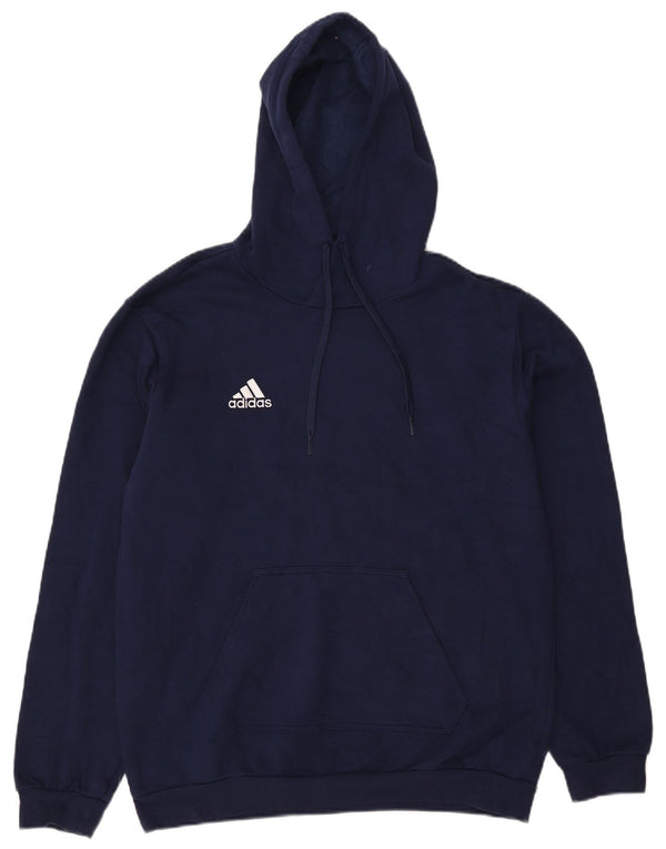 Adidas Mens Hoodie Jumper Medium Navy Blue Cotton