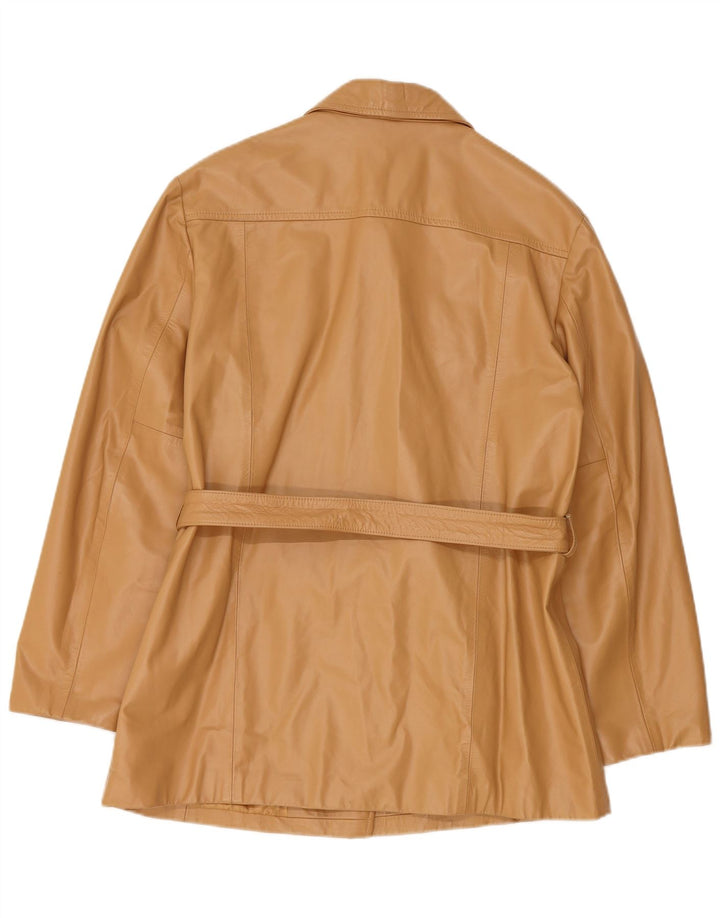 Benetton Veste en cuir pour femme UK 16 Grand cuir beige