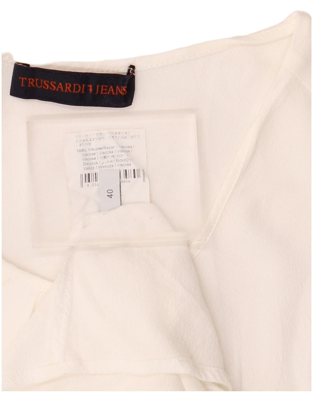 Trussardi Jeans Haut Chemisier IT 40 Small Blanc Viscose Femme