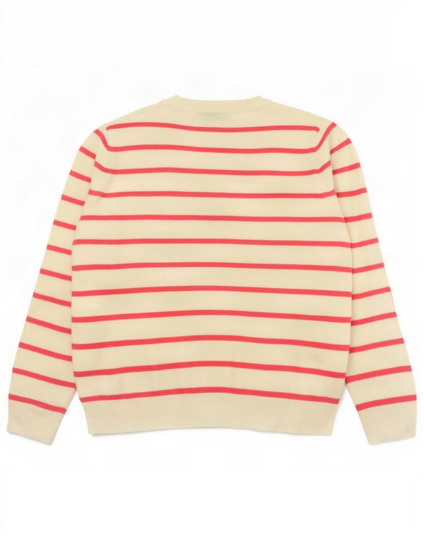 Marks & Spencer Pull col en V pour femme UK 14 Rose moyen rayé