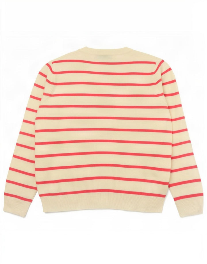 Marks & Spencer Pull col en V pour femme UK 14 Rose moyen rayé