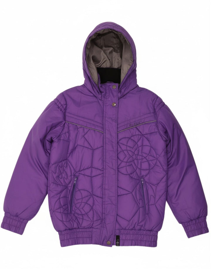 BILLABONG Womens Hooded Padded Jacket UK 14 Medium Purple Polyester