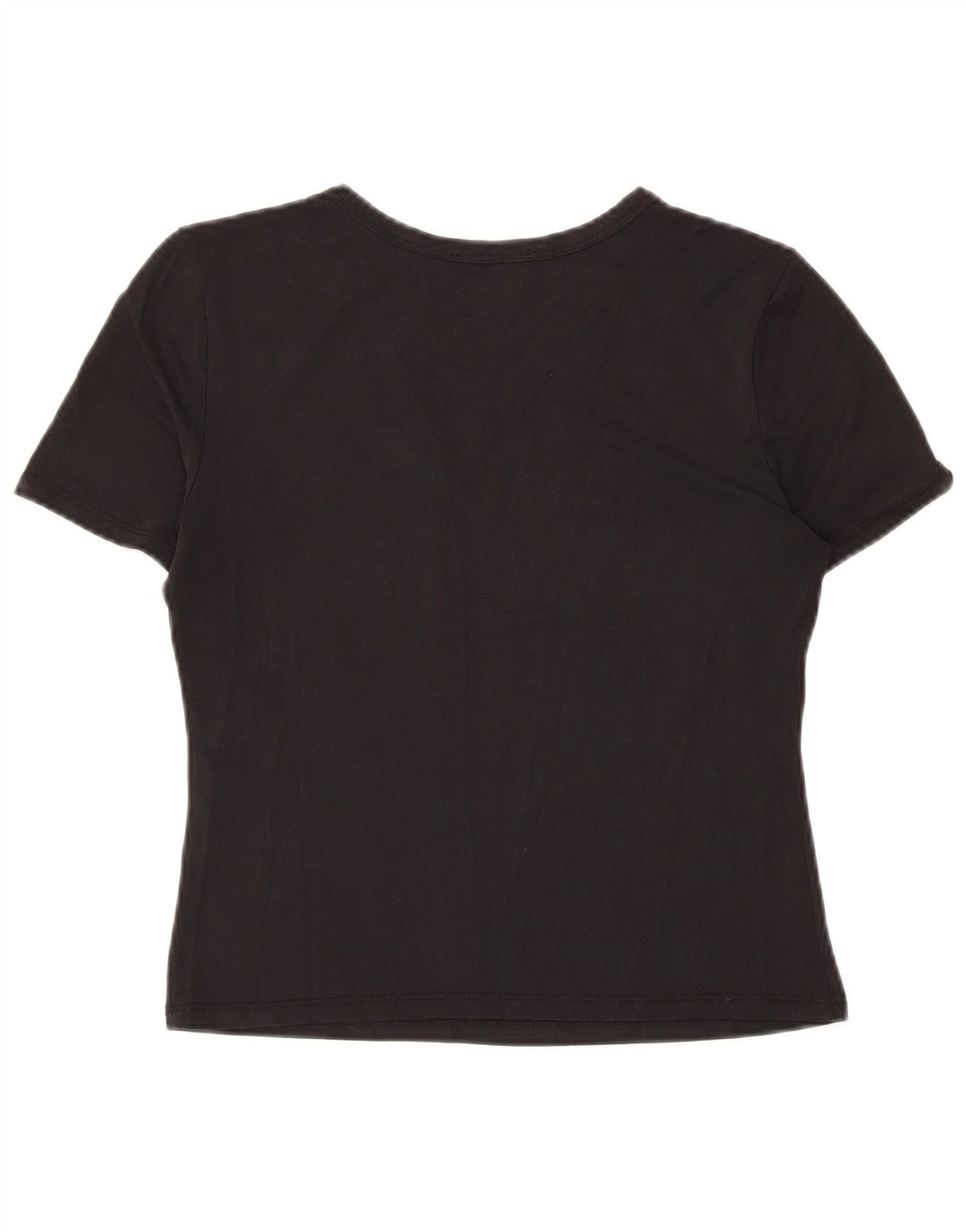Zara Womens Crop T-Shirt Top UK 12 Moyen Noir Modal