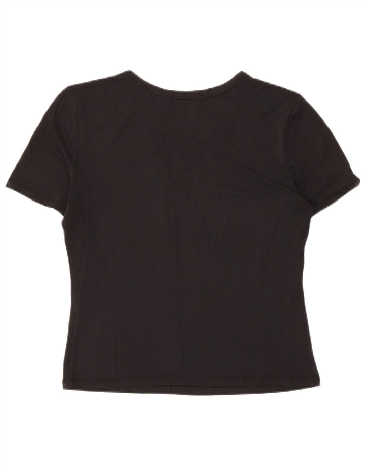 Zara Womens Crop T-Shirt Top UK 12 Moyen Noir Modal