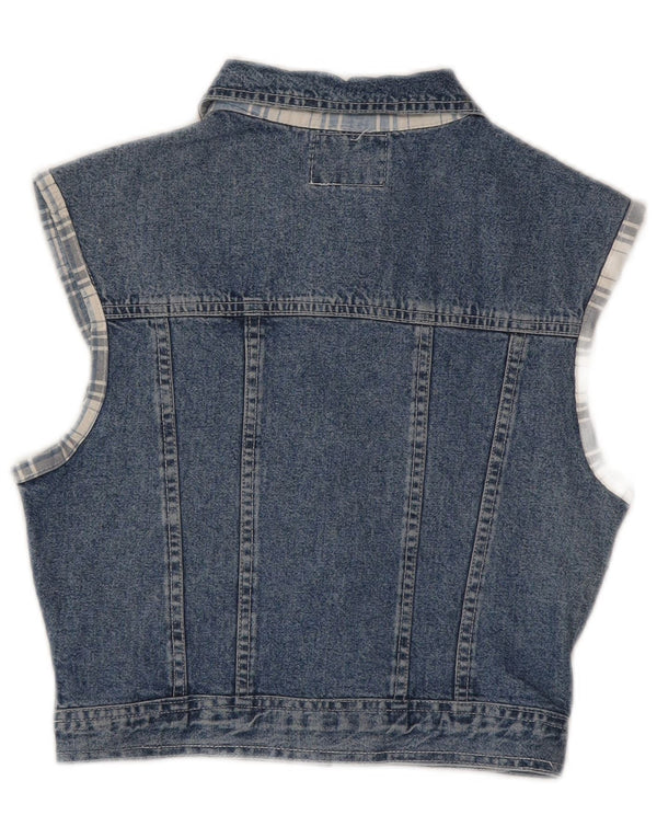 Squaw Womens Crop Denim Gilet UK 12 Bleu Moyen Coton