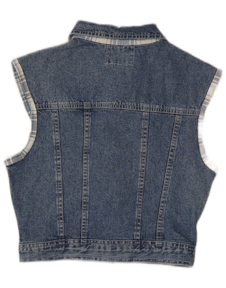 Squaw Womens Crop Denim Gilet UK 12 Bleu Moyen Coton