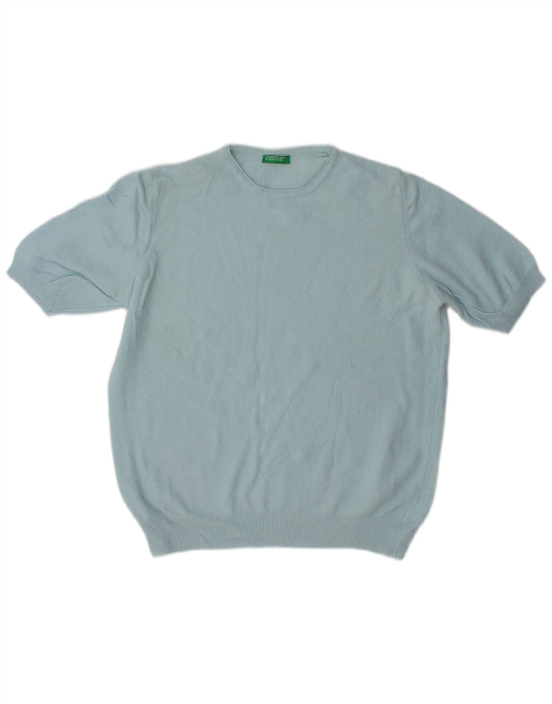 BENETTON Pull à col rond pour femme UK 14 Turquoise moyen