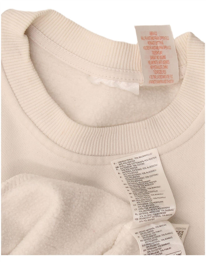 Adidas Sweat-shirt graphique pour femme UK 14 en coton blanc moyen