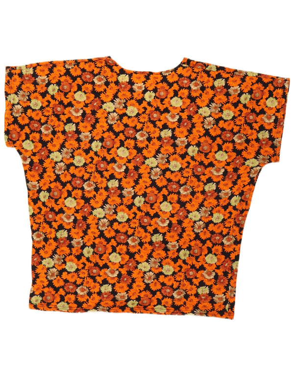 VINTAGE T-Shirt Femme Top UK 18 XL Coton Floral Multicolore