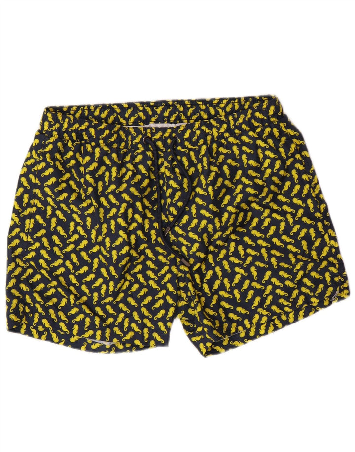 Gutteridge Short de bain à motif abstrait pour homme en polyester bleu marine