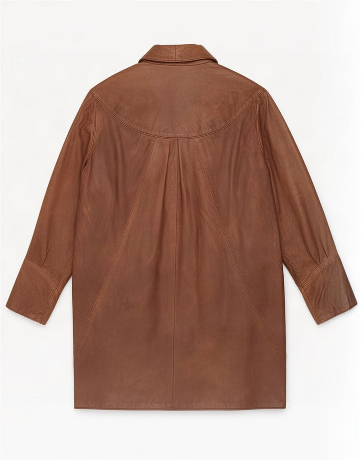 vintage Femmes Batwing Manteau en cuir UK 16 Grand Brun
