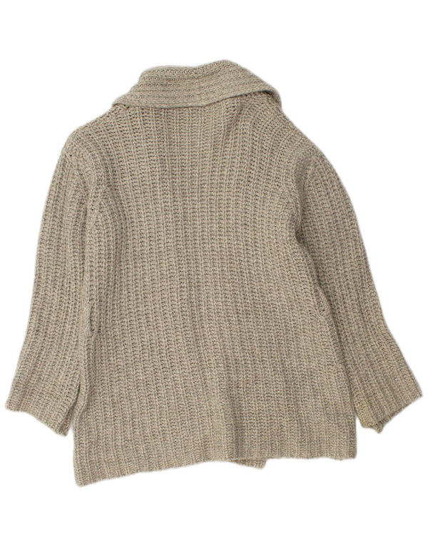 Benetton Pull Cardigan Ouvert Femme UK 14 Laine Gris Moyen