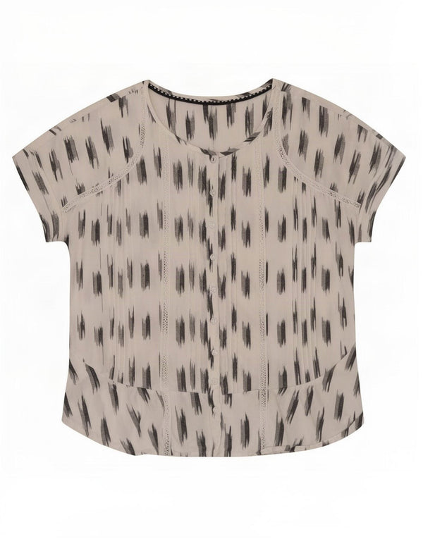 White Stuff Chemisier à manches courtes pour femme UK 44 Grand coton ikat