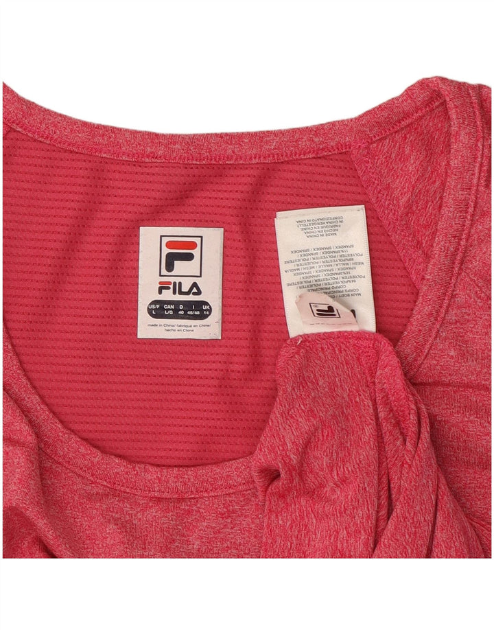 FILA Femme T-Shirt Top UK 14 Large Rose Polyester