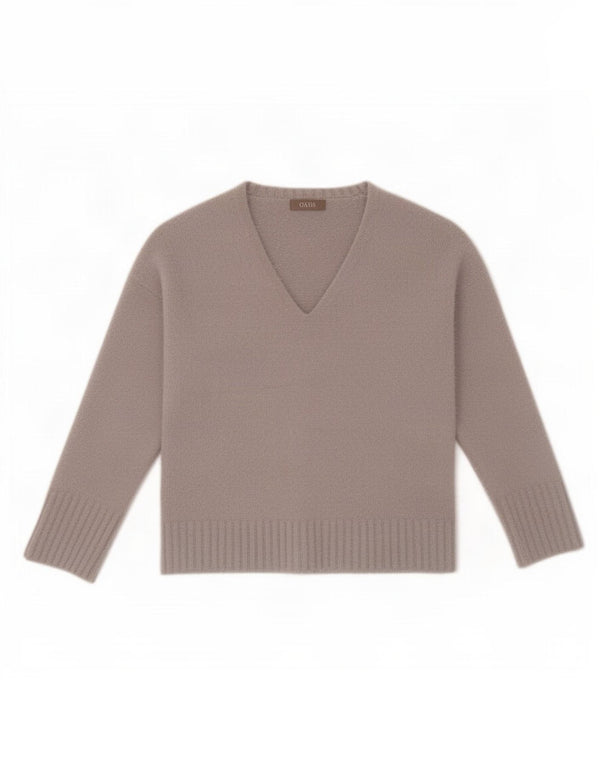 Oasis Pull surdimensionné à col en V pour femme UK 10 Petit Gris Polyamide