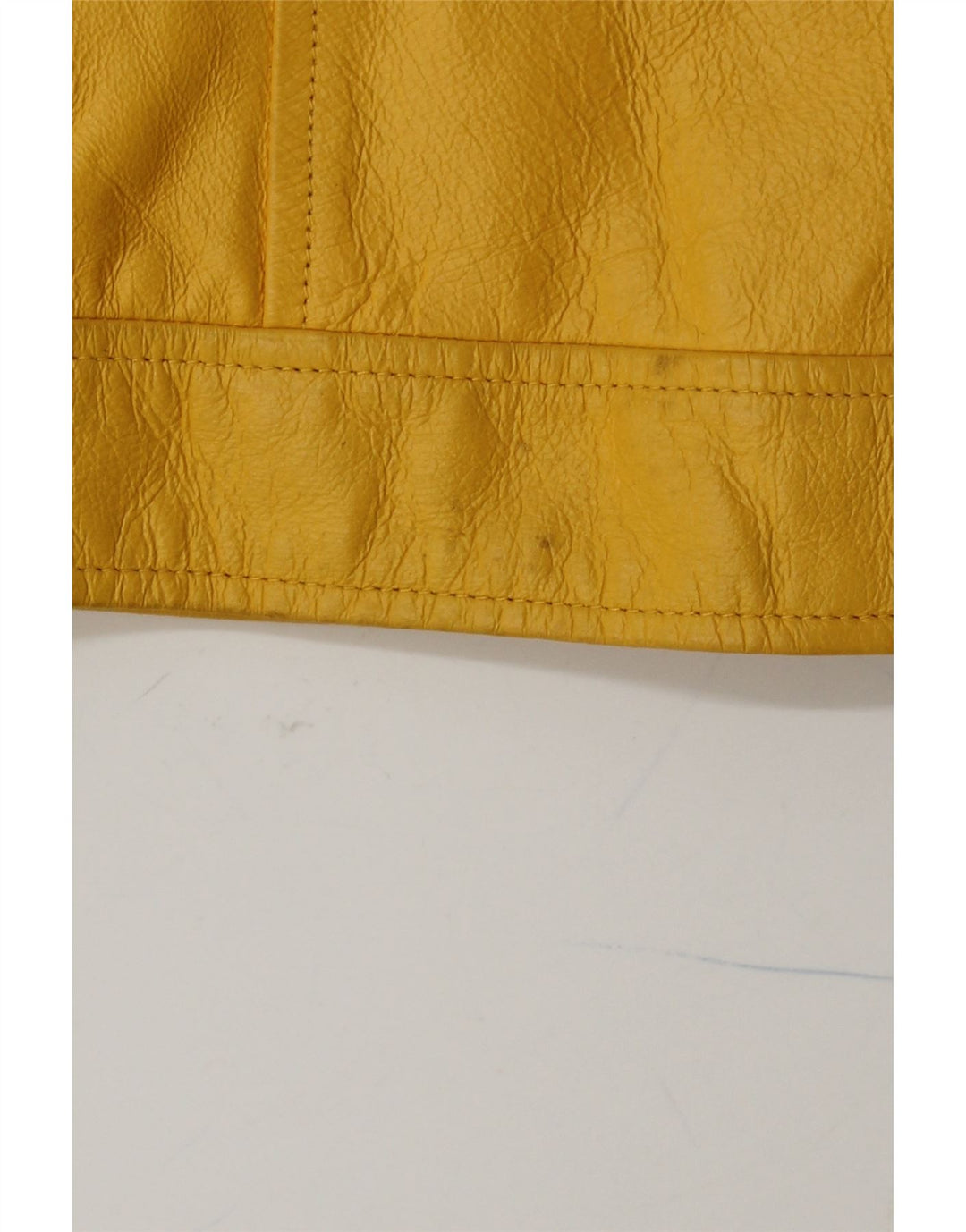 VINTAGE Veste en cuir femme UK 14 Cuir jaune moyen