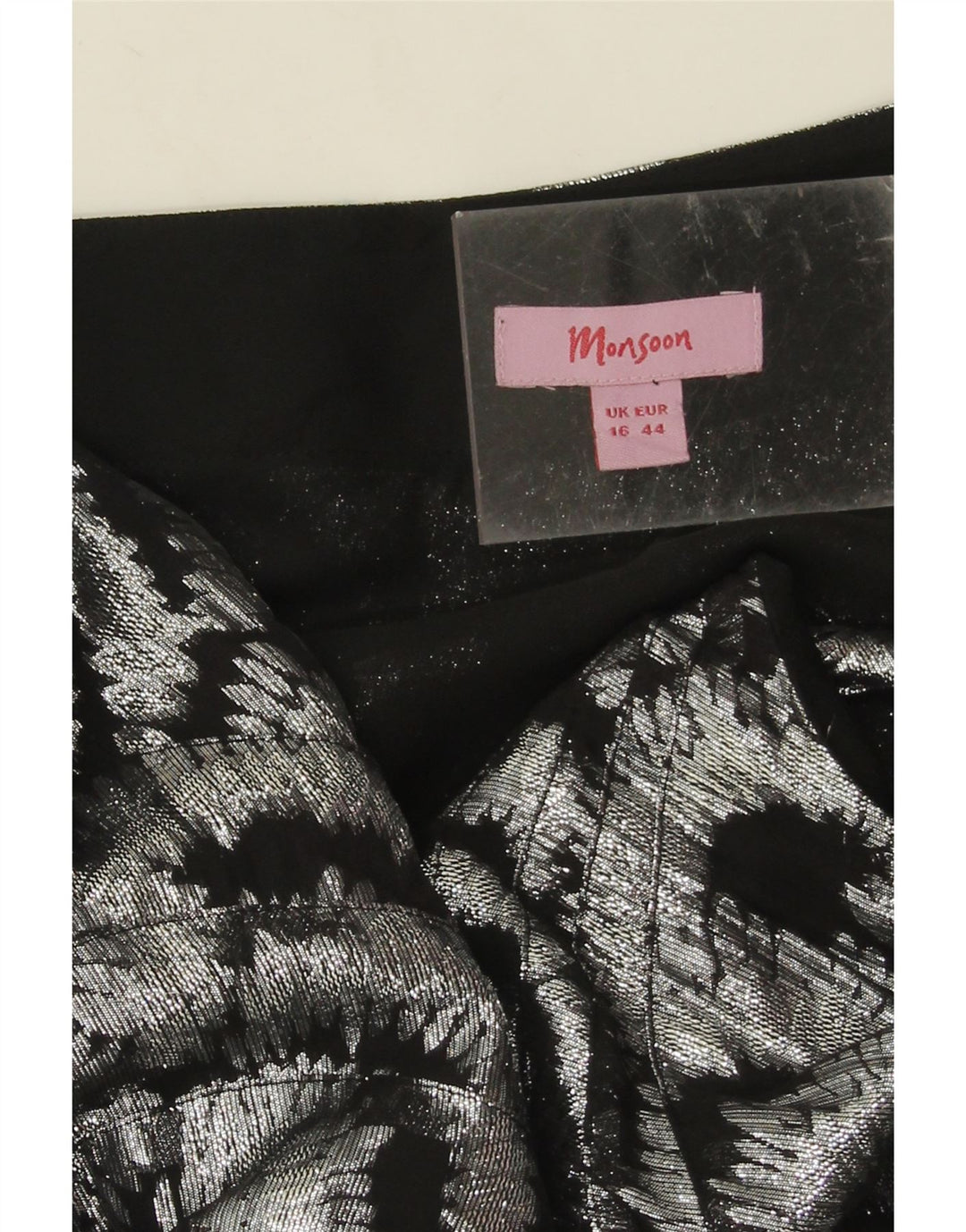 Monsoon Robe Maxi à Une Épaule à Motif Abstrait pour Femme UK 16 Large Argenté