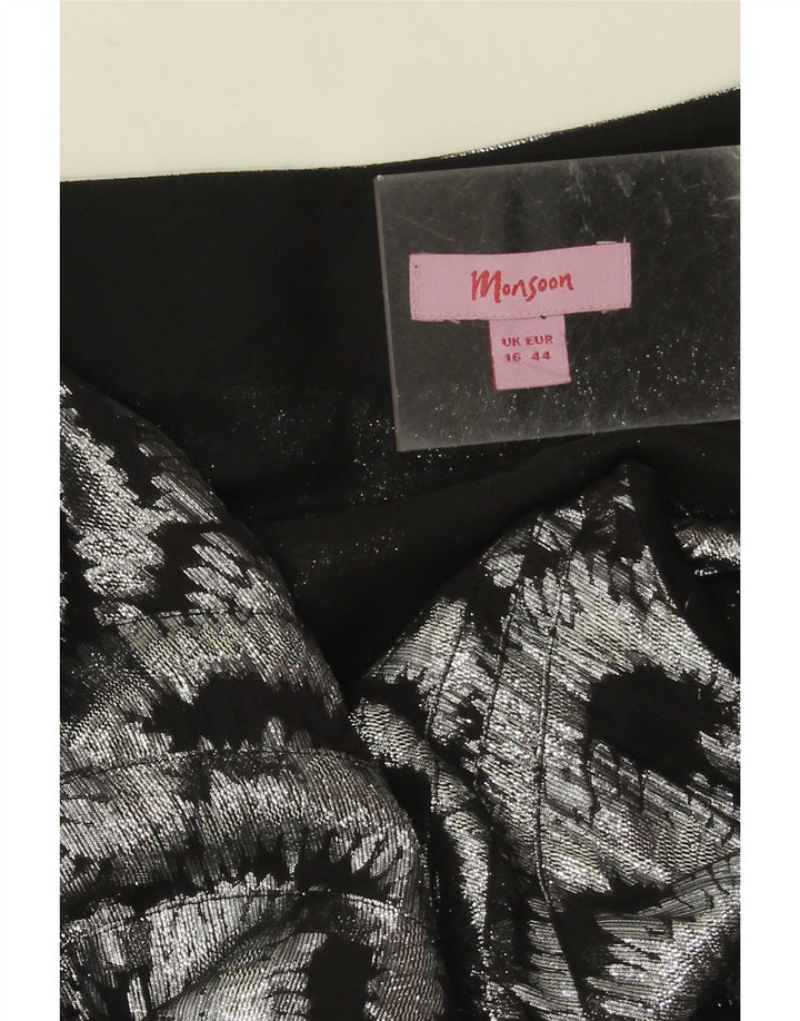 Monsoon Robe Maxi à Une Épaule à Motif Abstrait pour Femme UK 16 Large Argenté