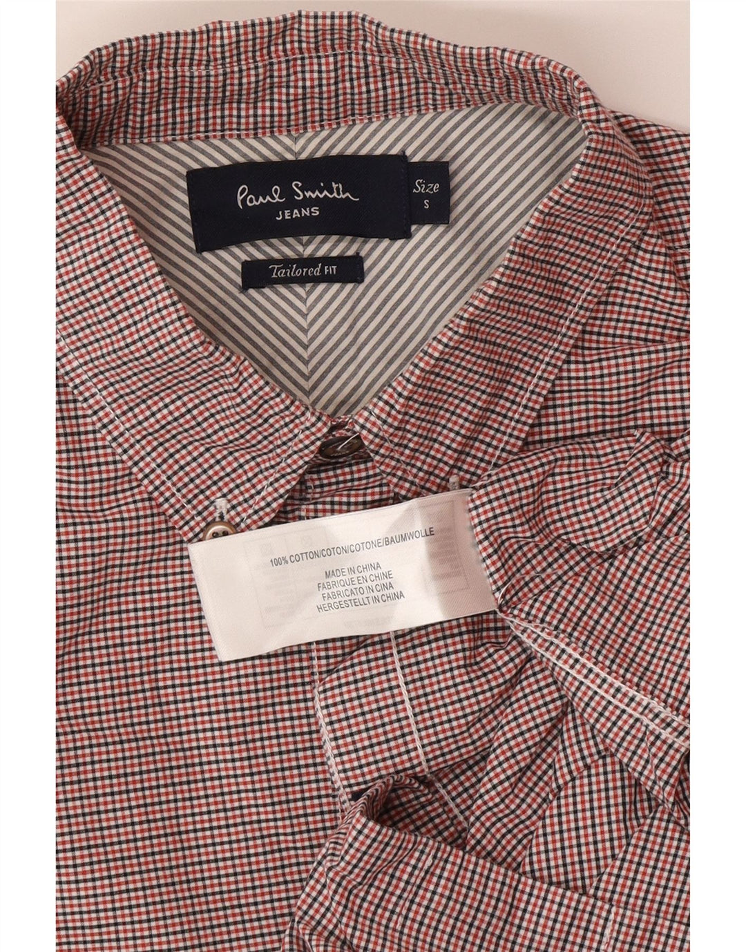 Paul Smith Chemise coupe ajustée en coton à petits carreaux rouges