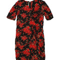 VINTAGE Womens Sheath Dress UK 14 Medium Red Floral Vintage Vintage and Second-Hand Vintage from Messina Hembry 
