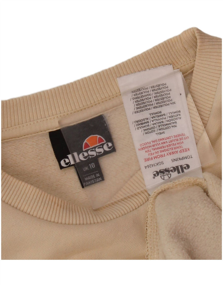 ELLESSE Pull-over surdimensionné graphique pour femme UK 10 Small Beige