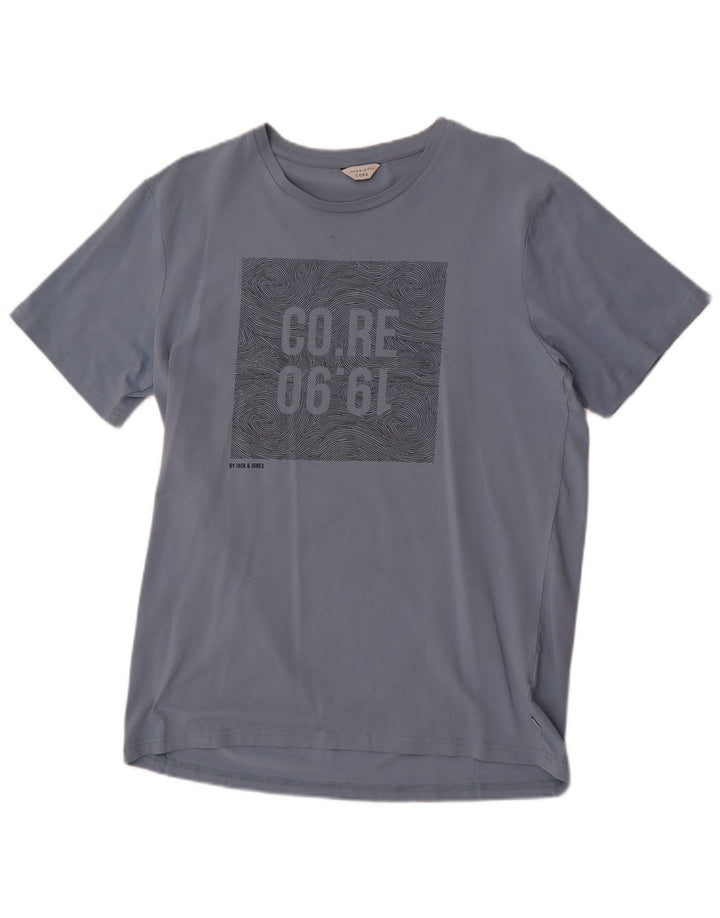 Jack & Jones T-Shirt Graphique Homme Top XL Bleu Coton