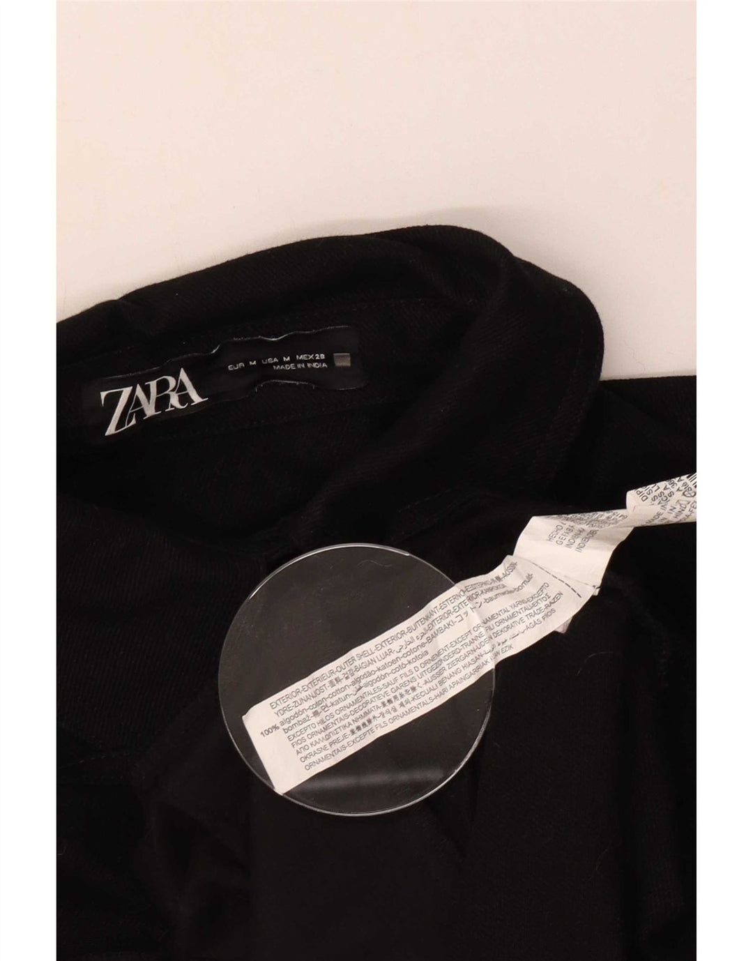 Zara Chemise surdimensionnée pour femme UK 14 Coton géométrique noir moyen