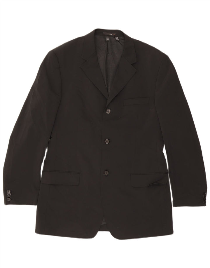 Zara Veste blazer à 3 boutons pour homme EU 52 Large Noir Polyester