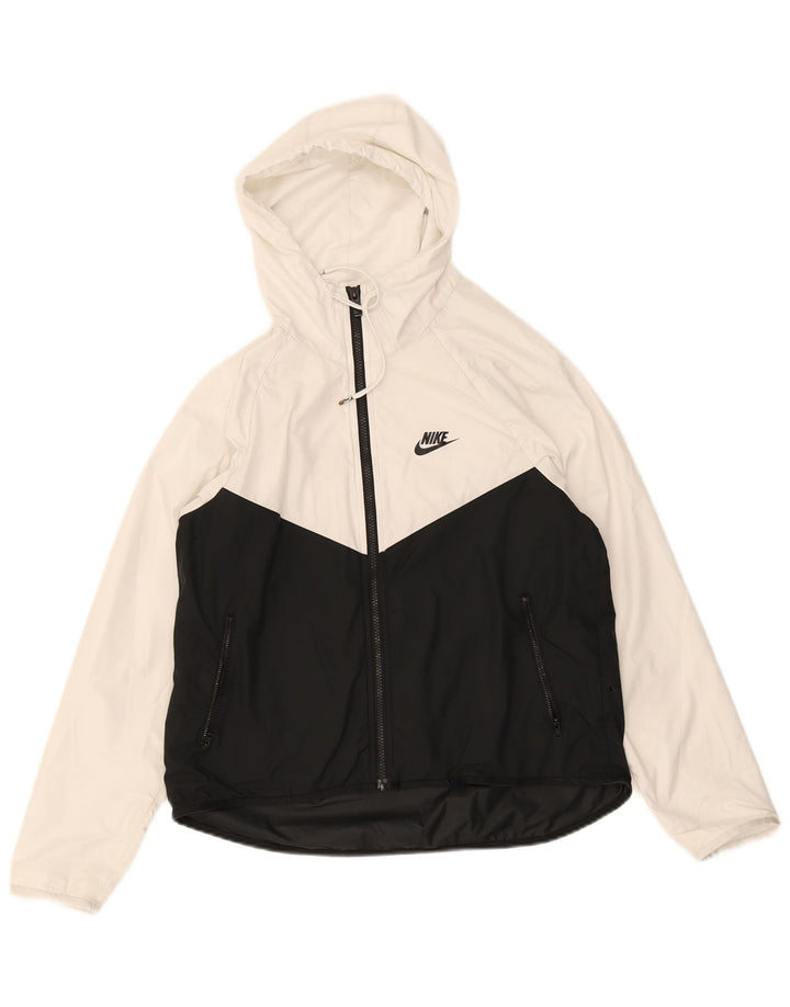 Nike Veste de pluie à capuche pour homme UK 36 Small Blanc Colorblock