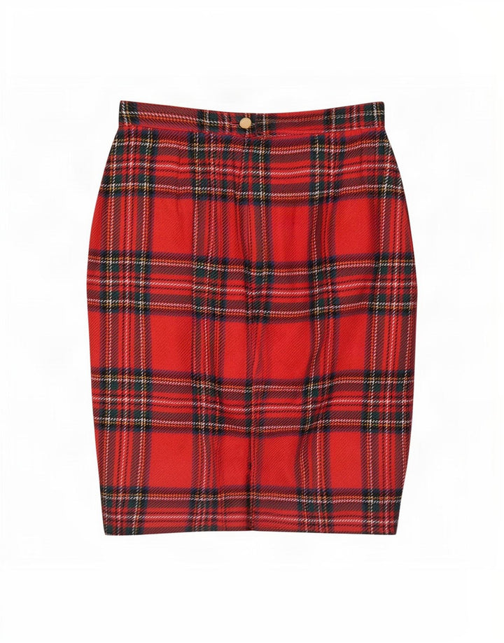 jupe crayon femme vintage W26 Petit Plaid Rouge