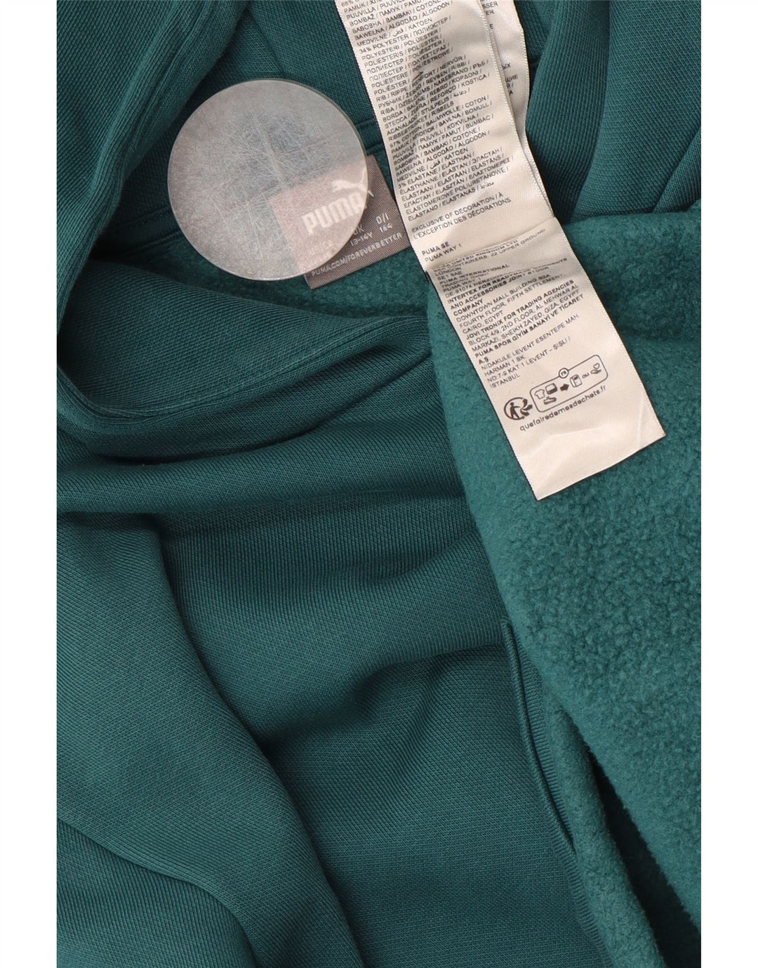 PUMA Pull à capuche coupe ample pour fille 13-14 ans Vert Coton