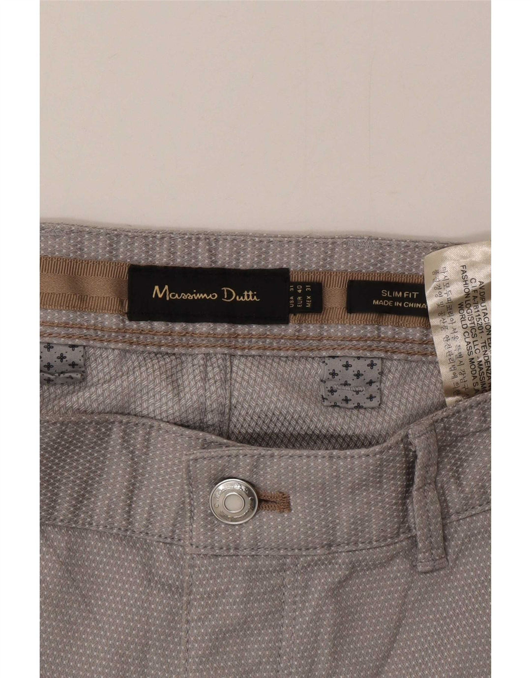 Massimo Dutti Pantalon Chino Homme EU 40 Medium W31 L30 Gris Taché