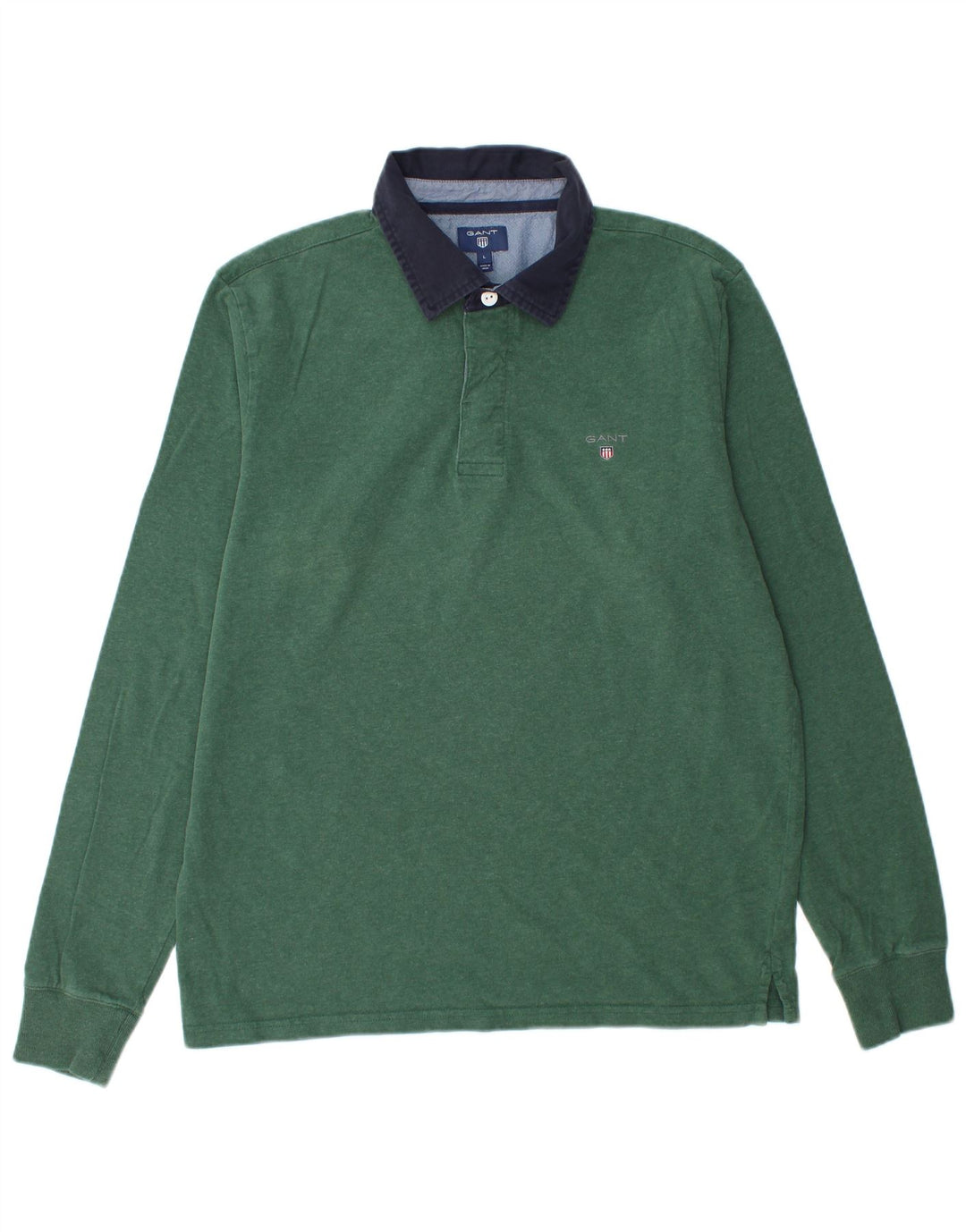GANT Polo de rugby à manches longues pour homme en coton vert Large